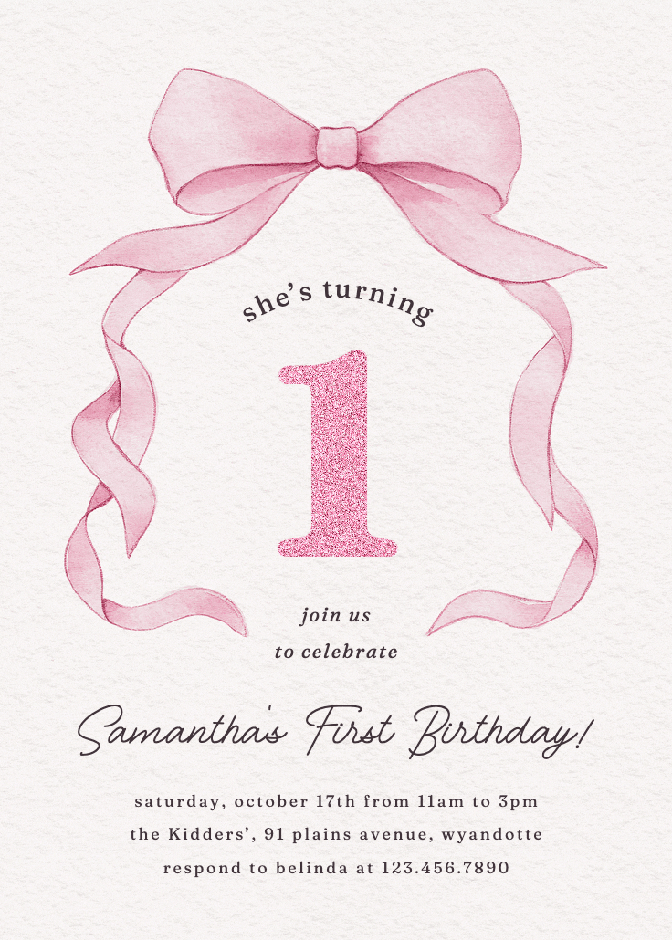 Ballerina bow - birthday invitation