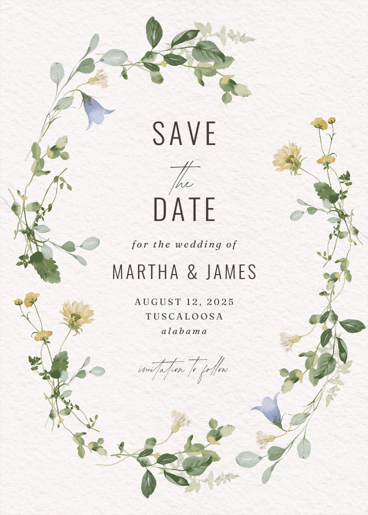 Border of blooms - save the date card