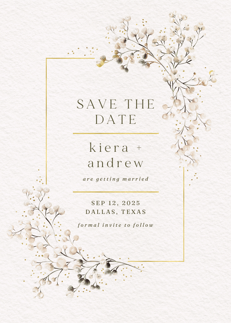 Breathless - save the date card