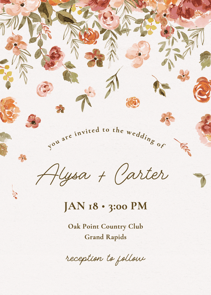 Falling blooms - wedding invitation