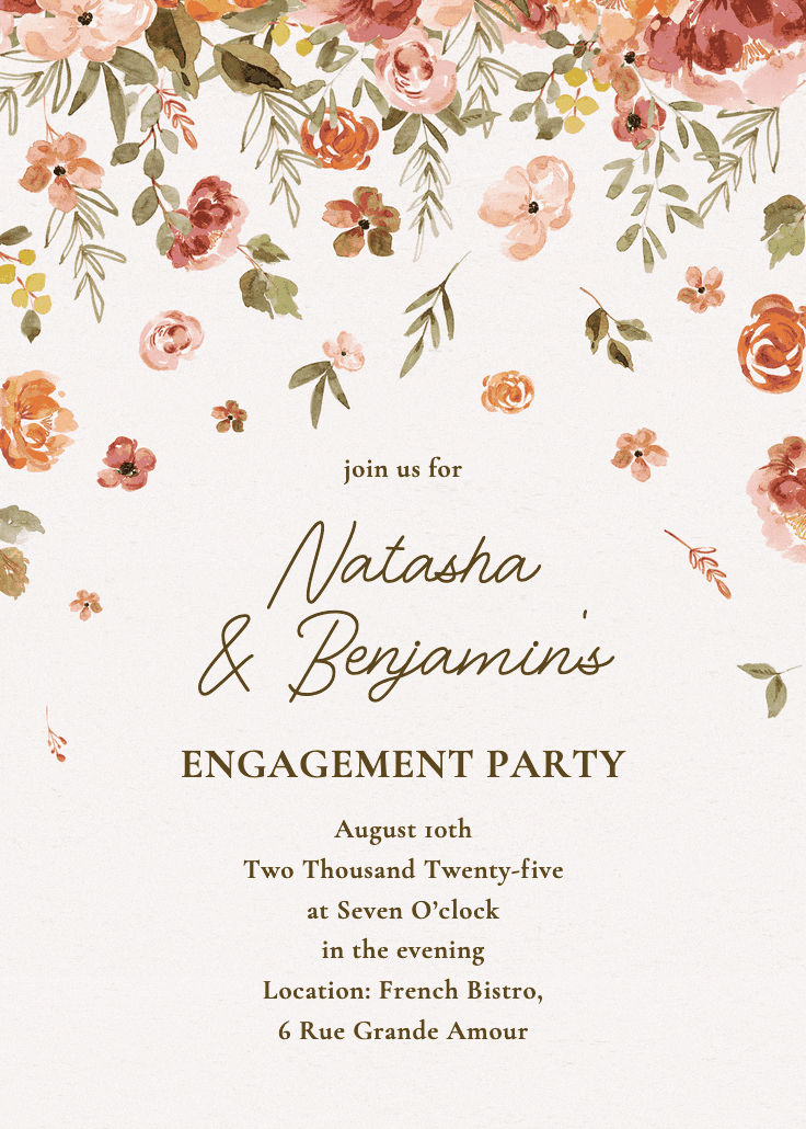 Falling blooms - engagement party invitation