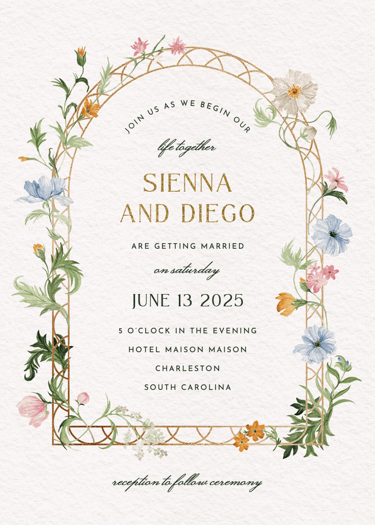 Florals climbing - wedding invitation