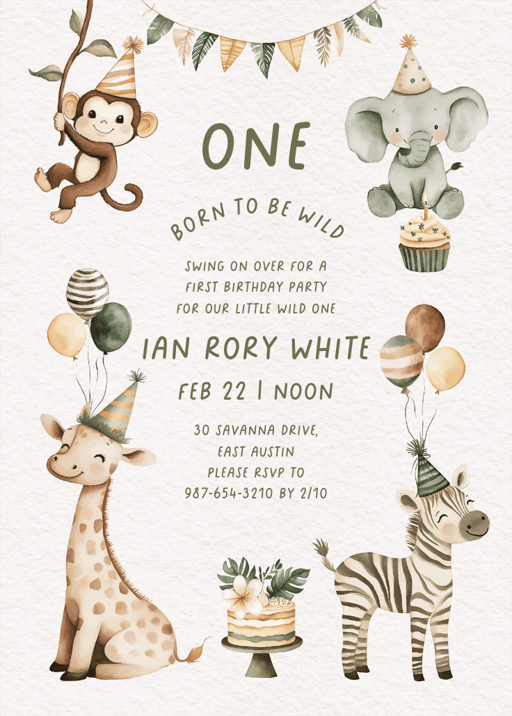 Little & wild - birthday invitation