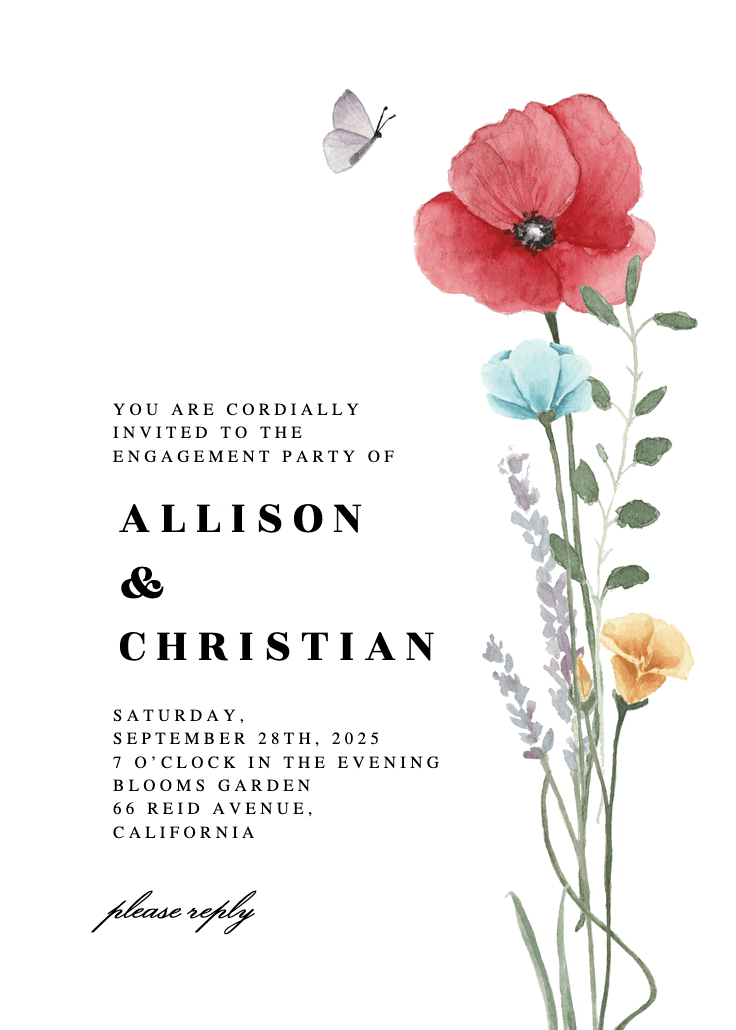 Meadow bouquet - engagement party invitation