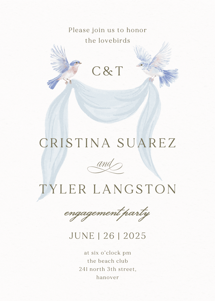 Pastel lovebirds - engagement party invitation