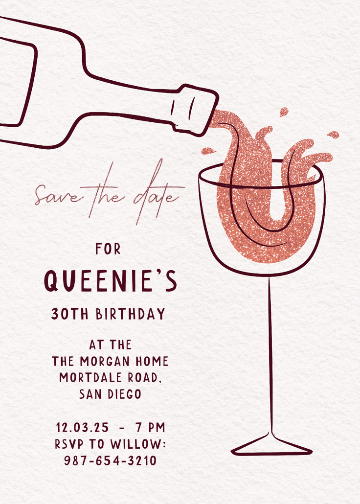 Rosé soirée - birthday invitation