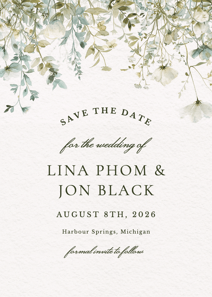 Sage leaves - save the date card