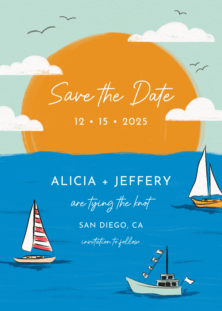 Sail away - save the date card