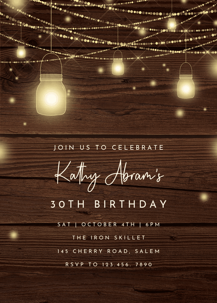 Strings of lights - birthday invitation