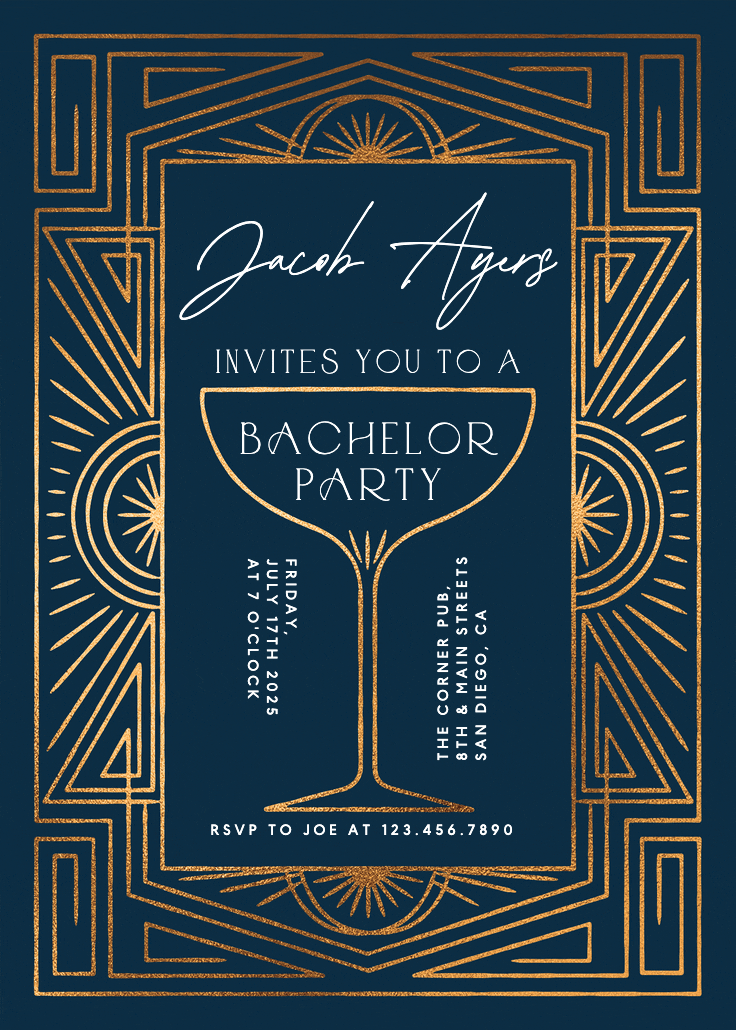 Stylish soiree - bachelor party invitation