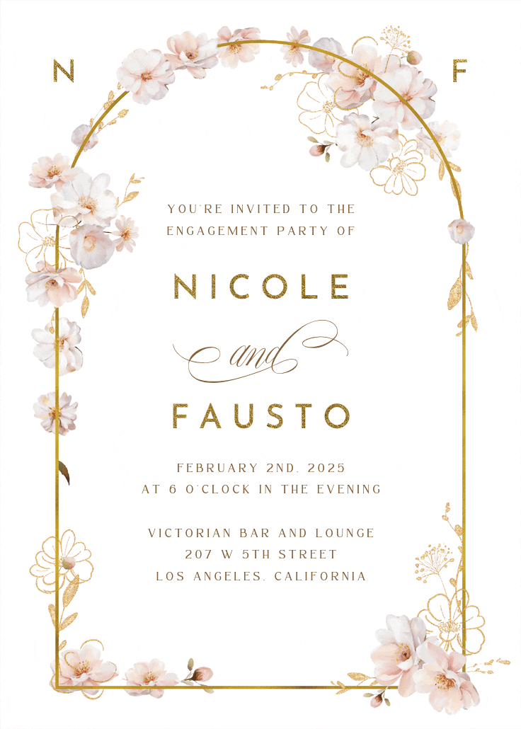 Surrounded by blooms - engagement party invitation