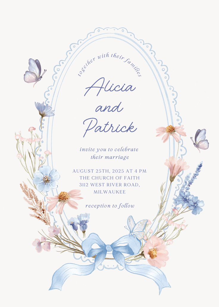 Wildflower frame - wedding invitation