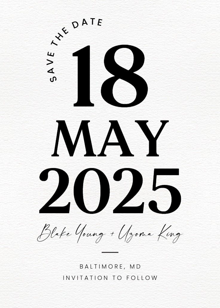 Big and bold - save the date card