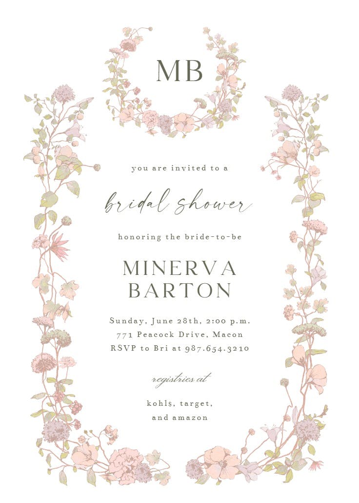 Blessed blossoms - bridal shower invitation