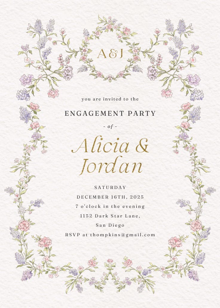 Dainty blossoms - engagement party invitation