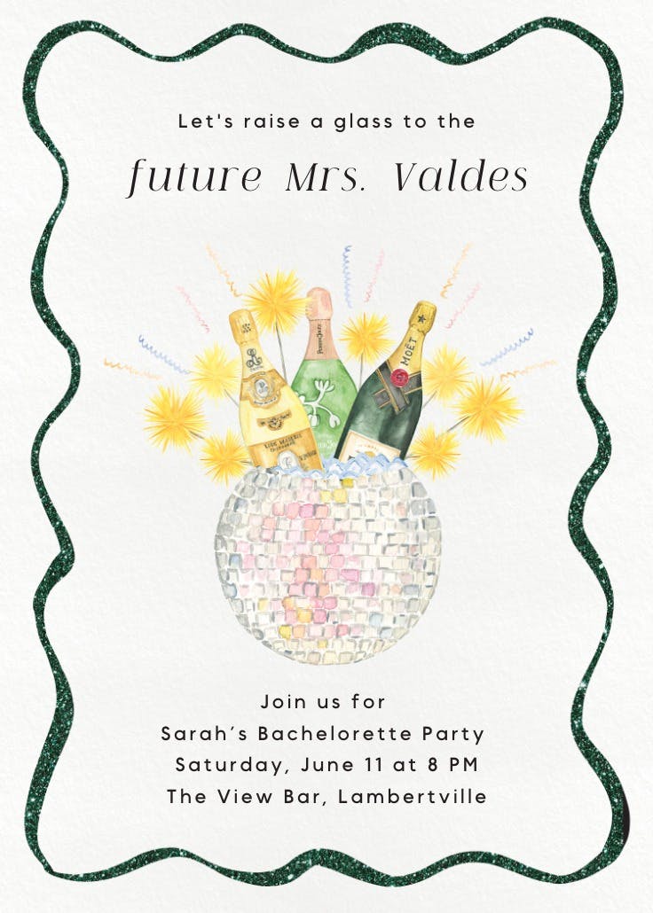 Disco sparkler - bachelorette party invitation