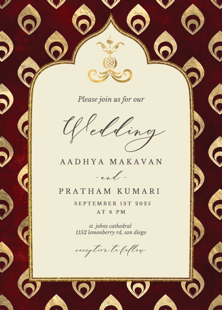 Elegant emerald peacock - wedding invitation