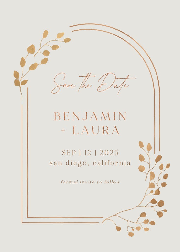 Eucalyptus leaves - save the date card