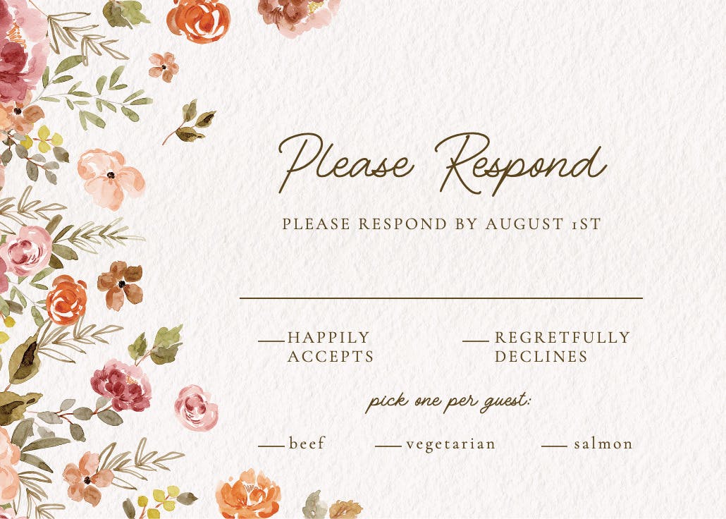 Falling blooms - rsvp card