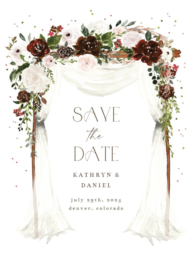 Floral canopy - save the date card