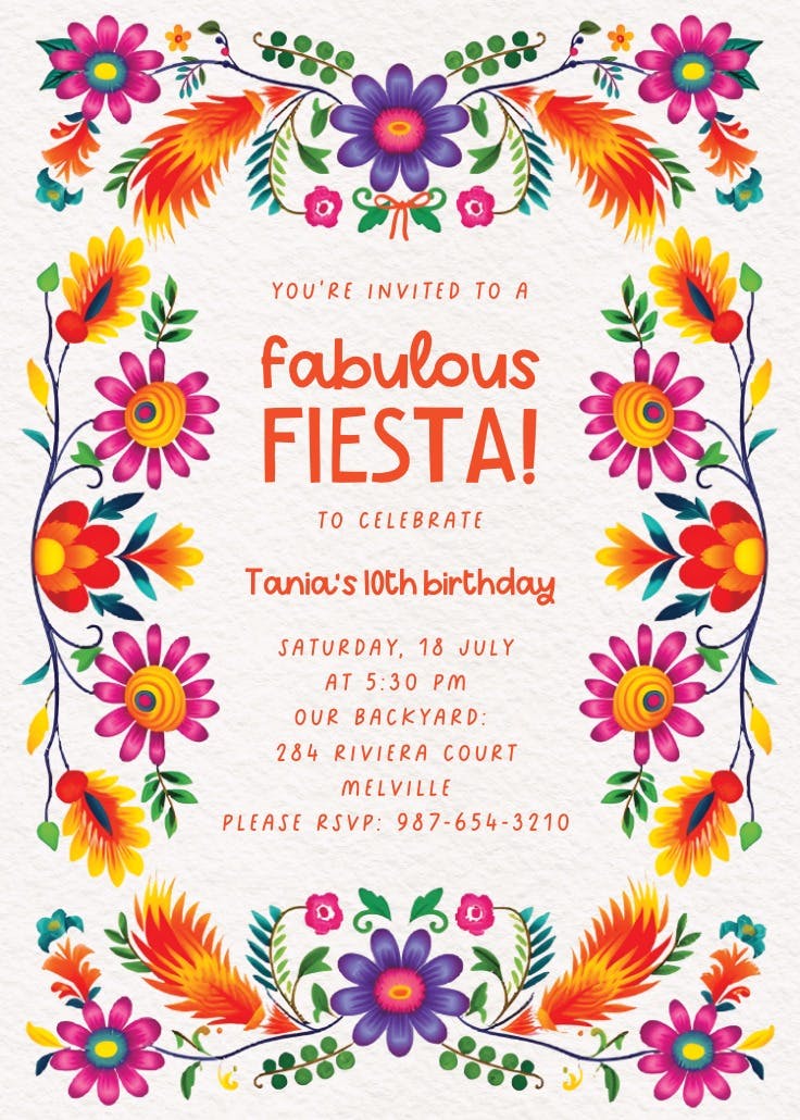 Floral explosion - birthday invitation