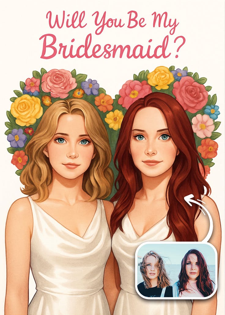 Floral heart - bridesmaid card