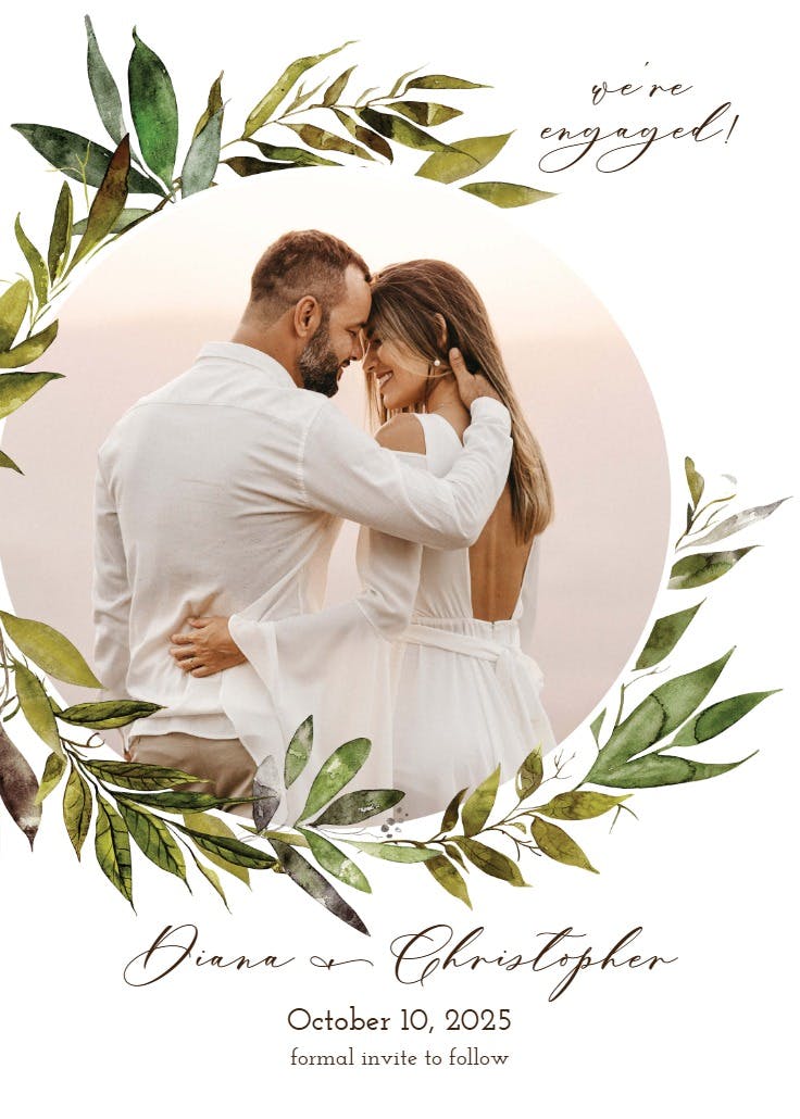 Gentle greenery wreath - engagement announcement