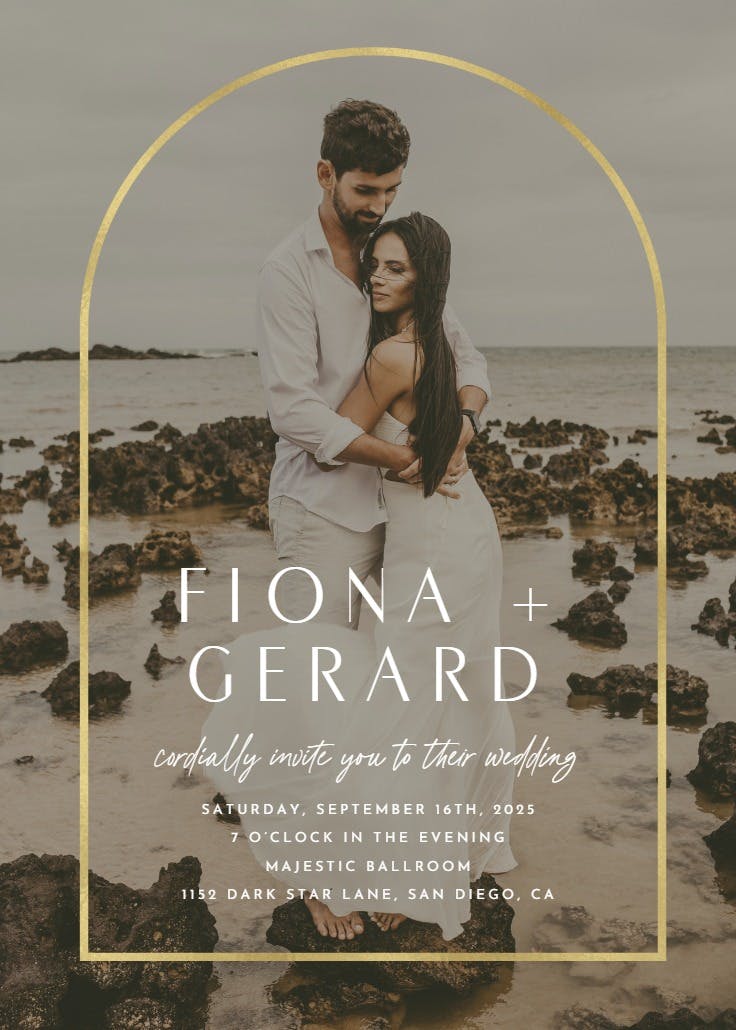 Gold arch - wedding invitation