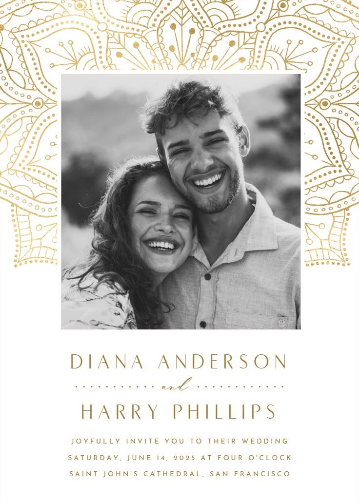 Gold mandalas - wedding invitation