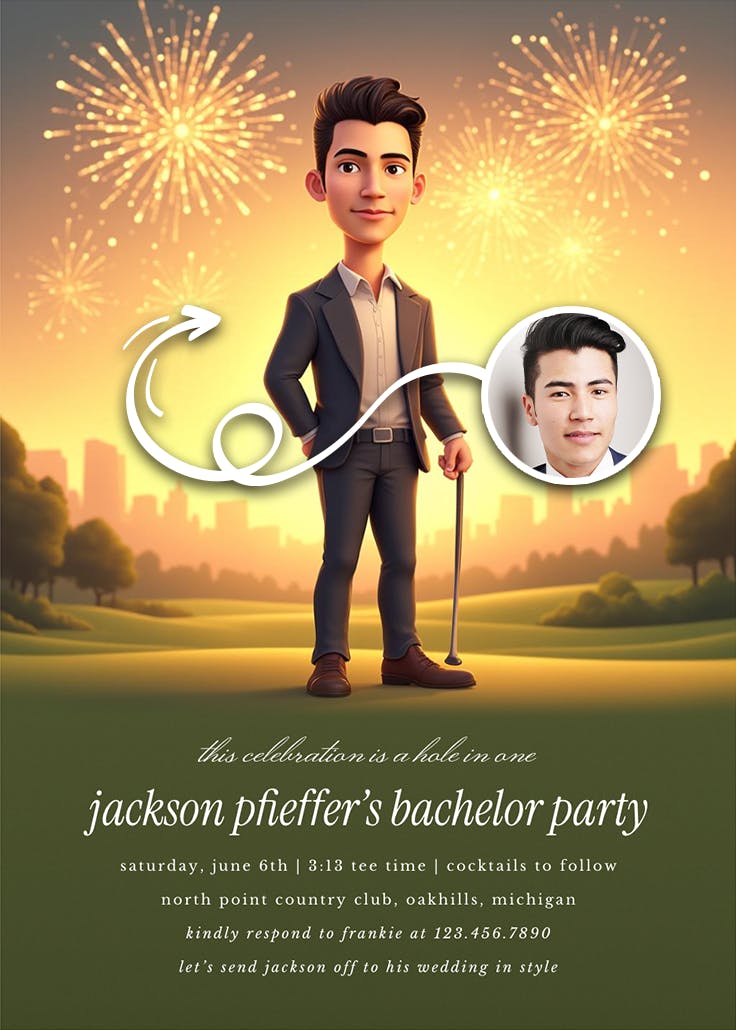 Golf club pro - bachelor party invitation