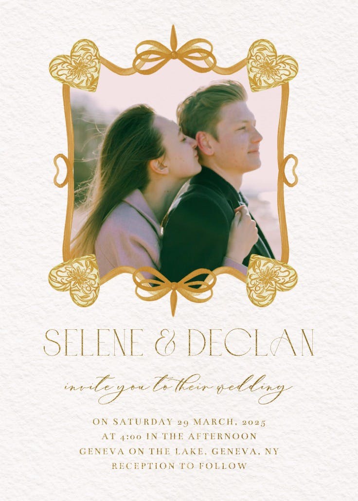 Hearts and bows - wedding invitation