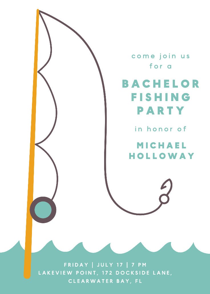 His favorite things fishing - bachelor party invitation