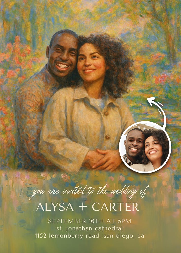 Impressionism love - wedding invitation