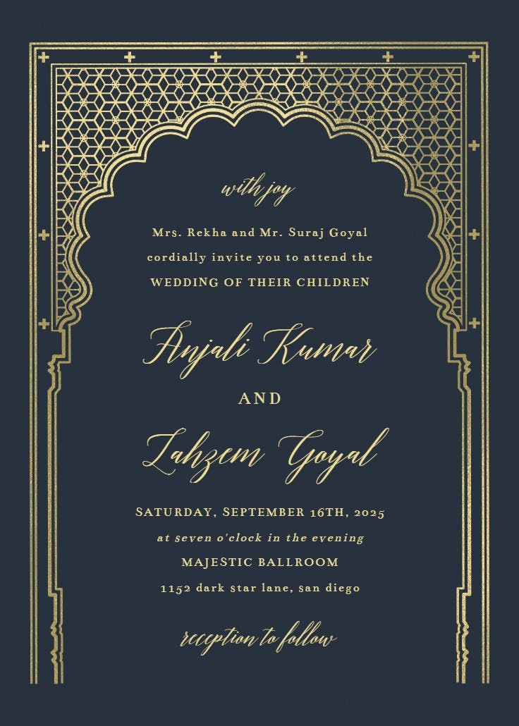 Indian gateway - wedding invitation