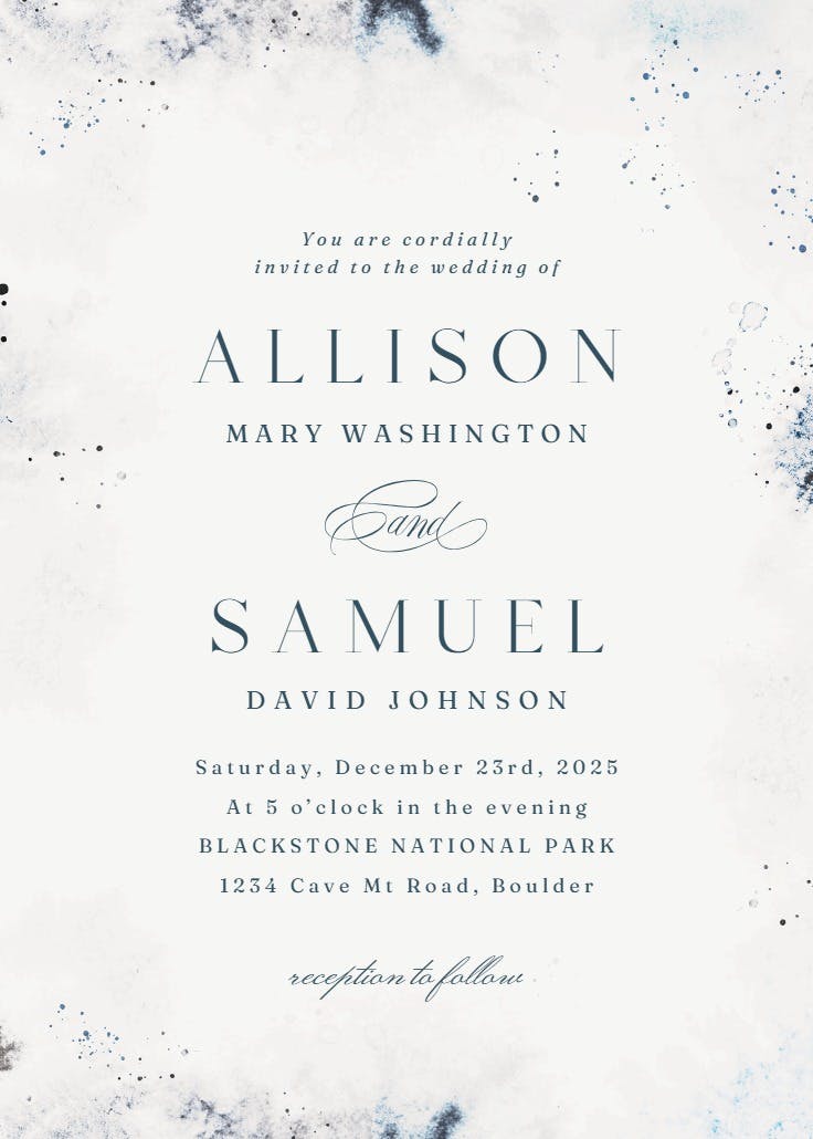 Ink splatter - wedding invitation