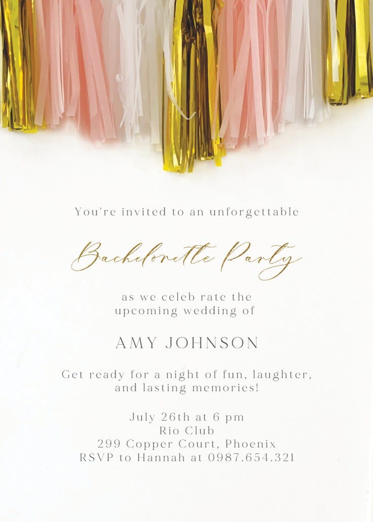 Joyous party - bachelorette party invitation