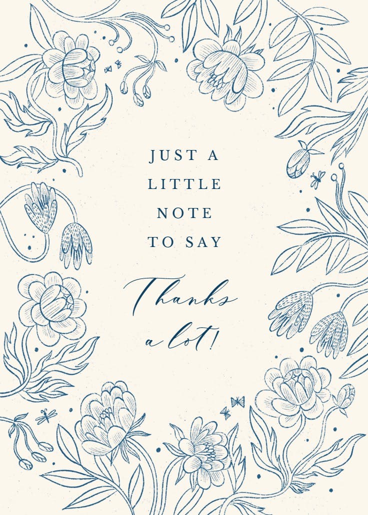Line drawn floral - wedding thank you card