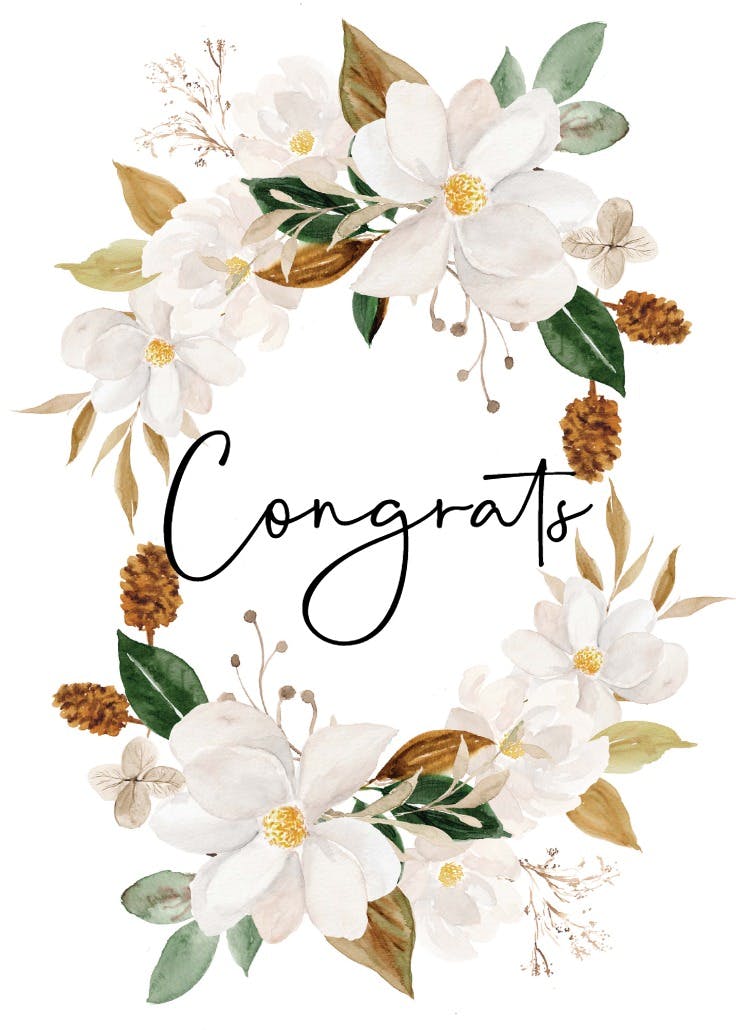 Magnolia blooms - wedding congratulations card