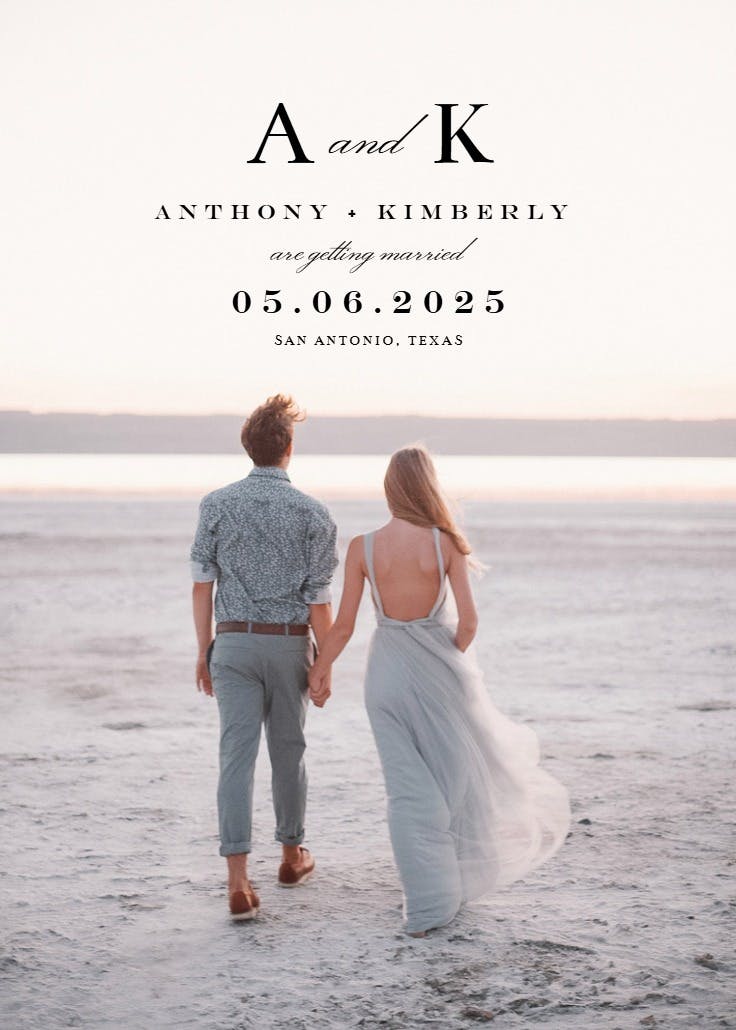 Monogram photo - save the date card