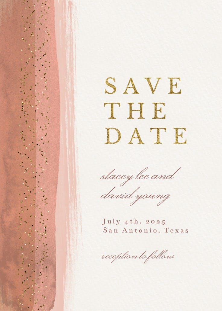 Paint and glitters - save the date card