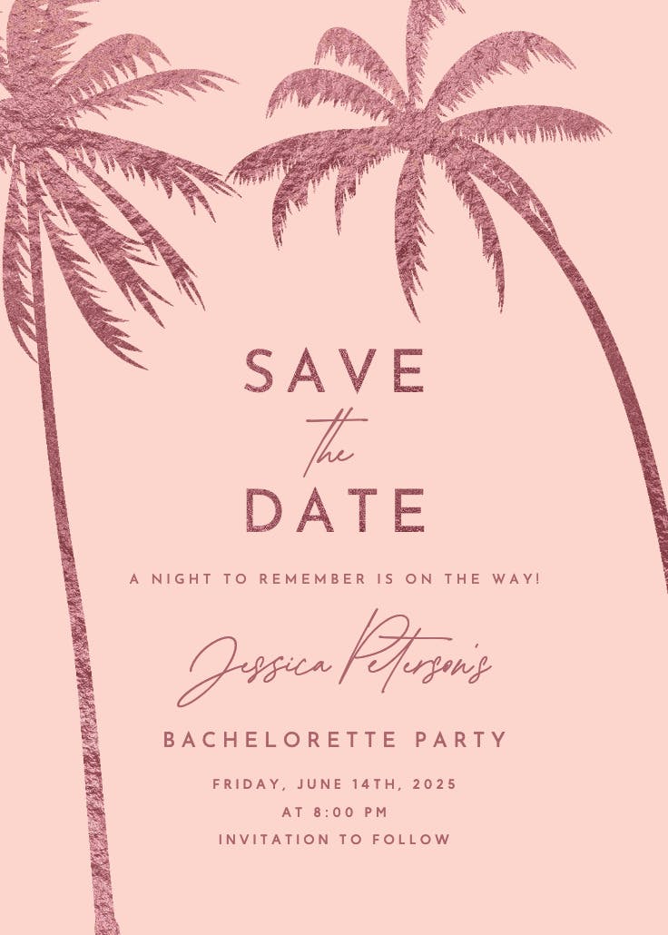 Palm trees - bachelorette party invitation