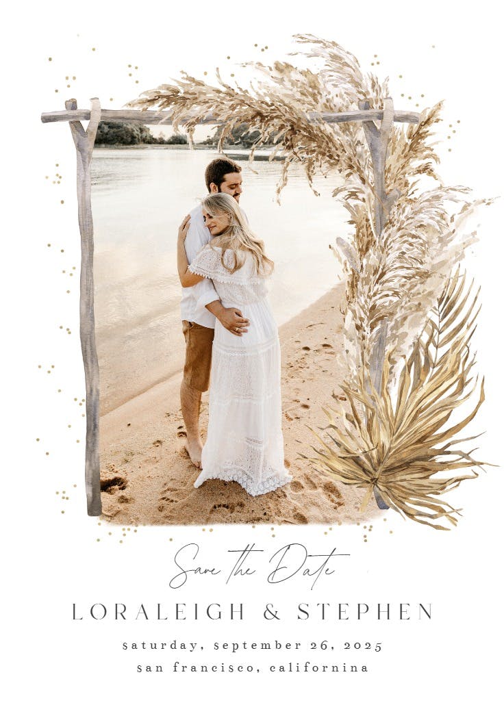 Pampas canopy - save the date card