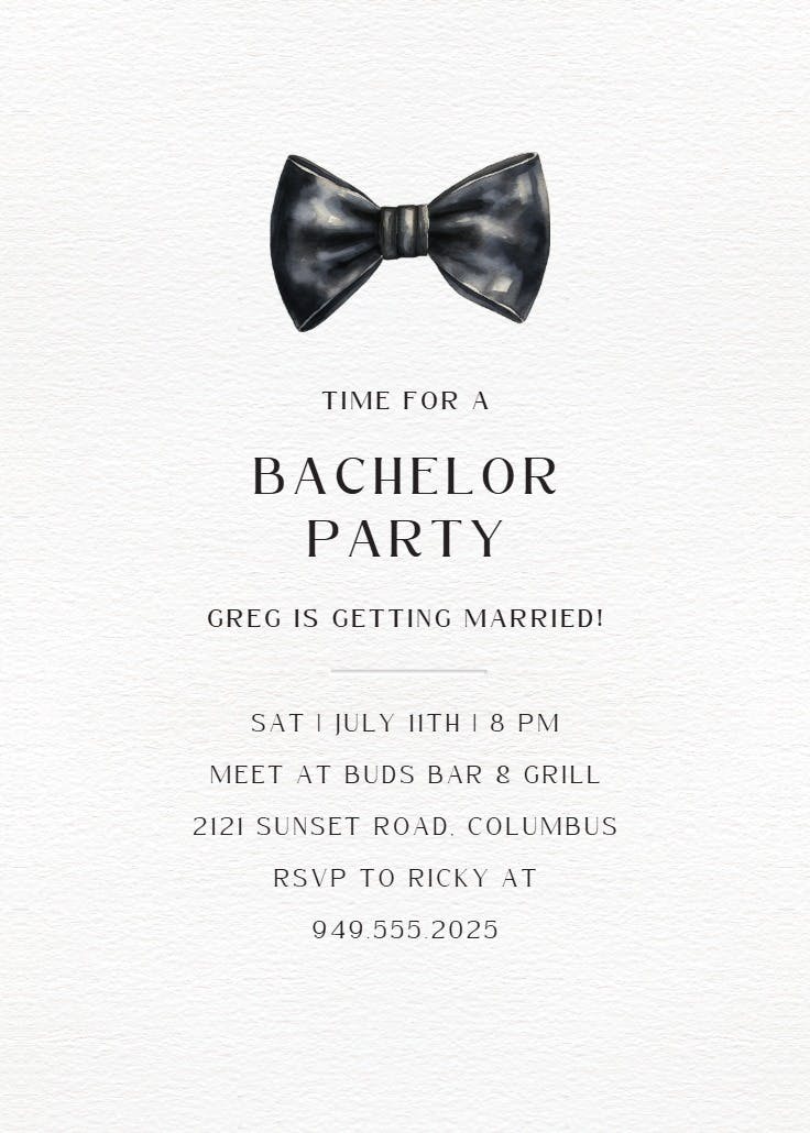 Quite the gentleman - bachelor party invitation