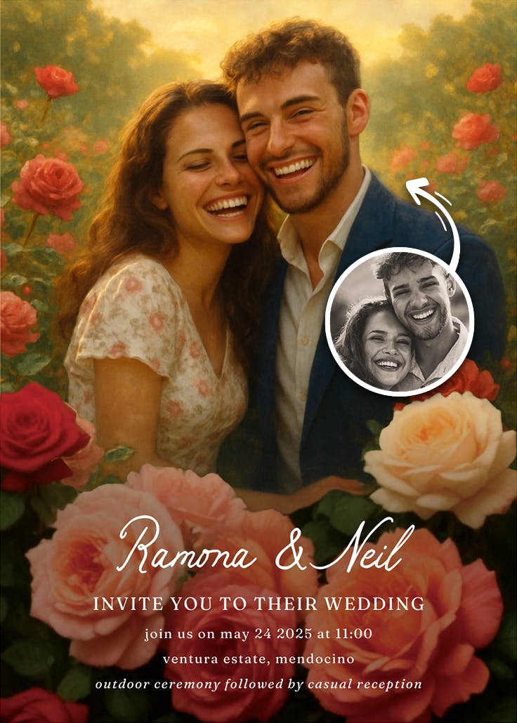 Rose garden - wedding invitation