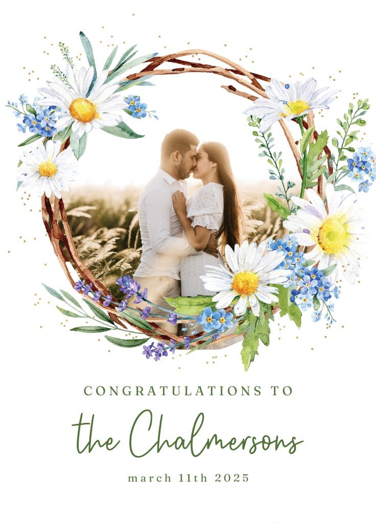 Rustic daisies - wedding congratulations card