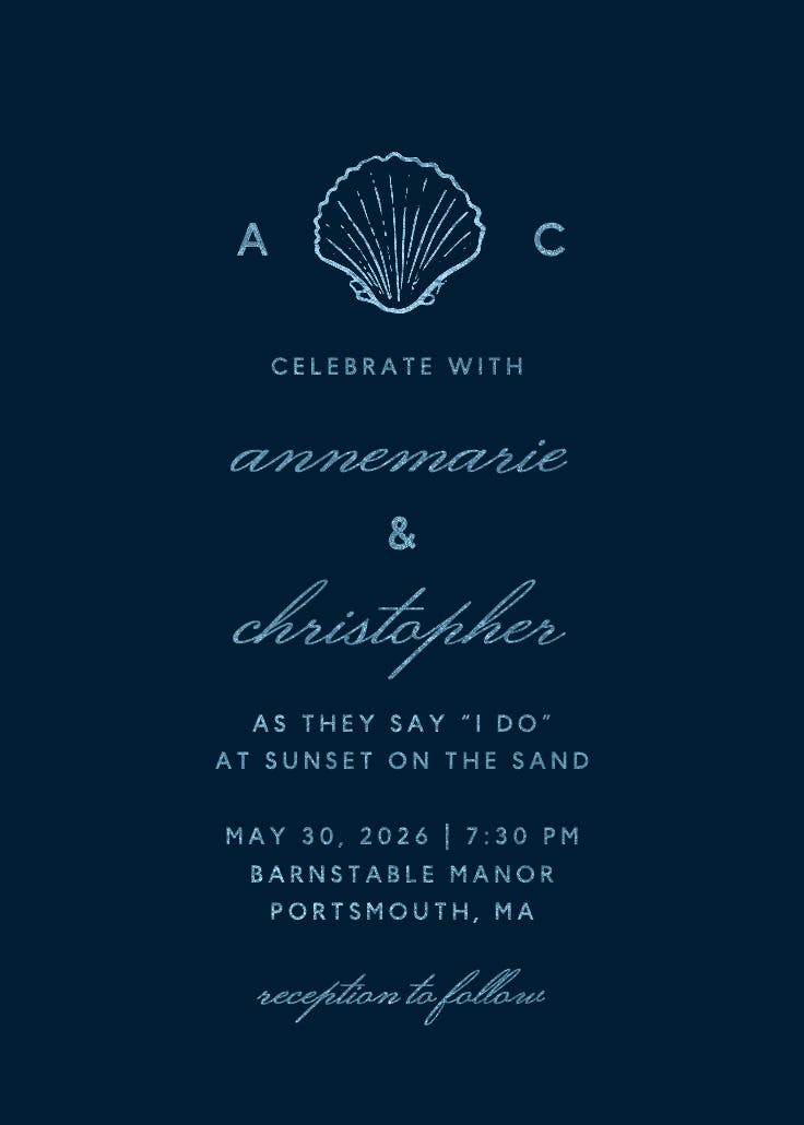 Seashore shell - wedding invitation