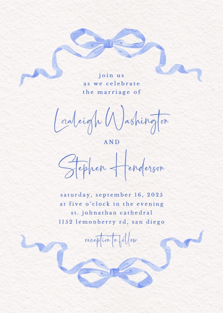 Simplistic ribbon - wedding invitation