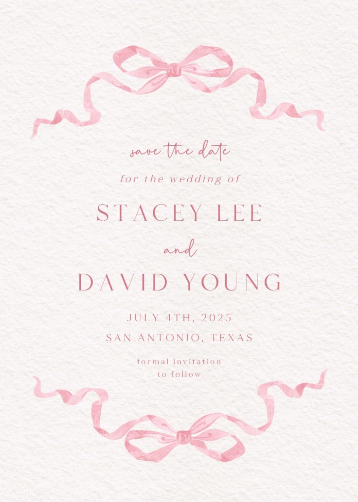Simplistic ribbon - save the date card