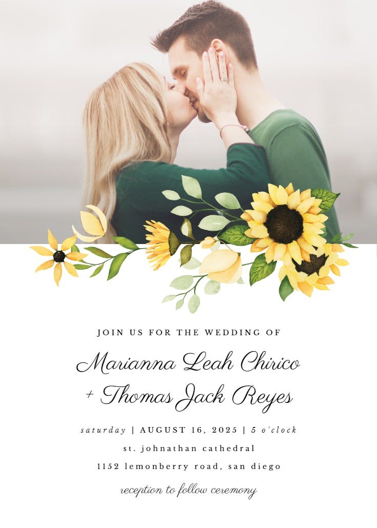 Sunflowers wedding day - wedding invitation
