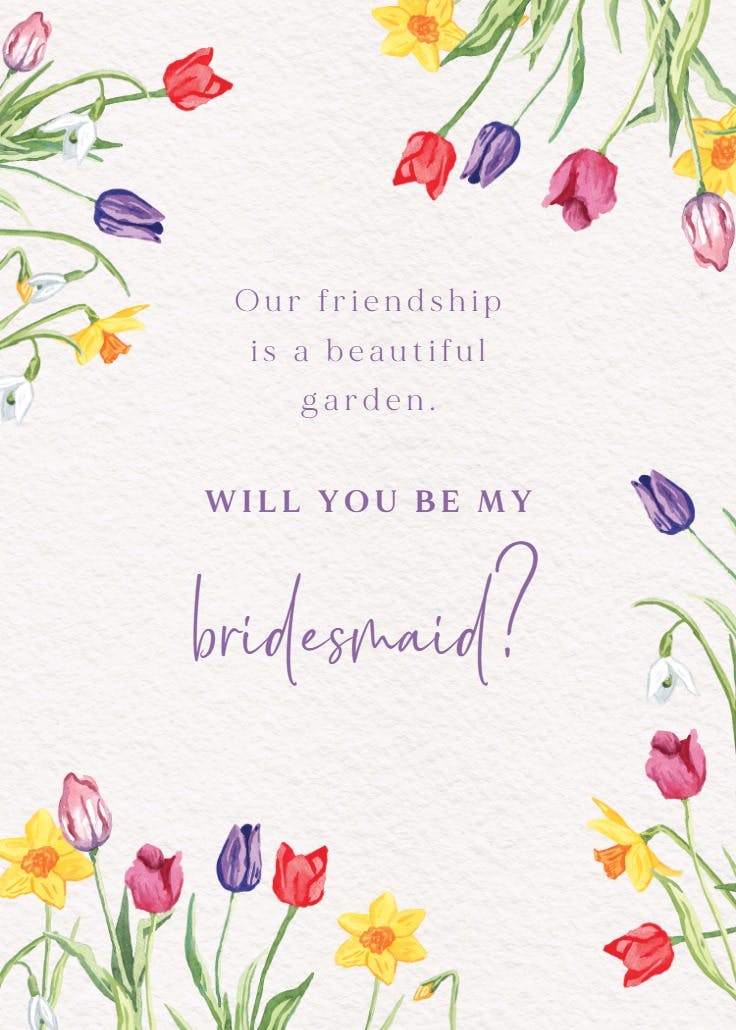 Tulip garden - bridesmaid card
